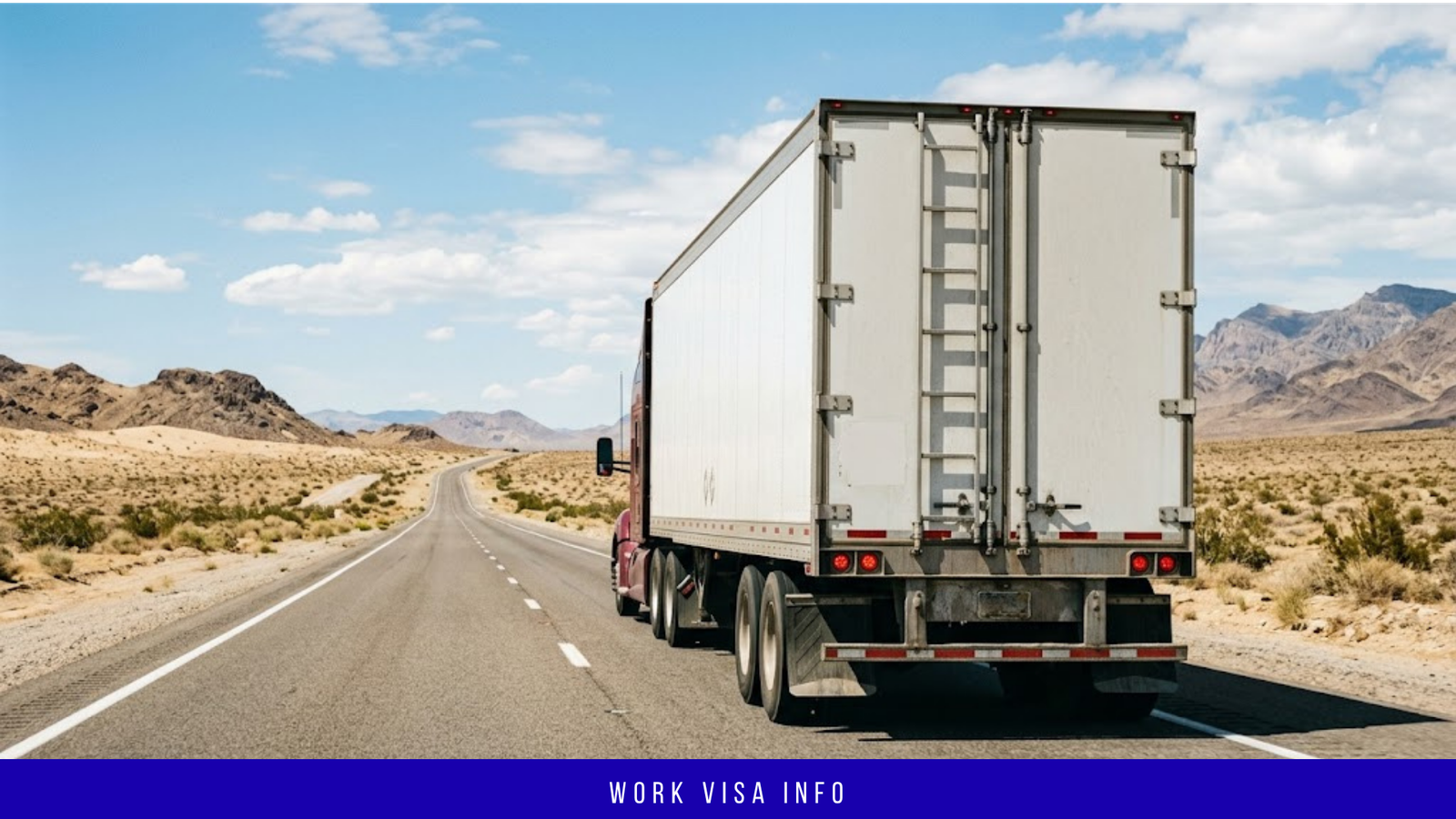 Heavy goods truck driving on a highway, representing truck driver work in Saudi Arabia